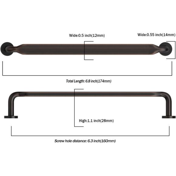 9 Pack of Amerdeco Oil Rubbed Bronze Cabinet Pulls with Screws - Picture 3 of 7